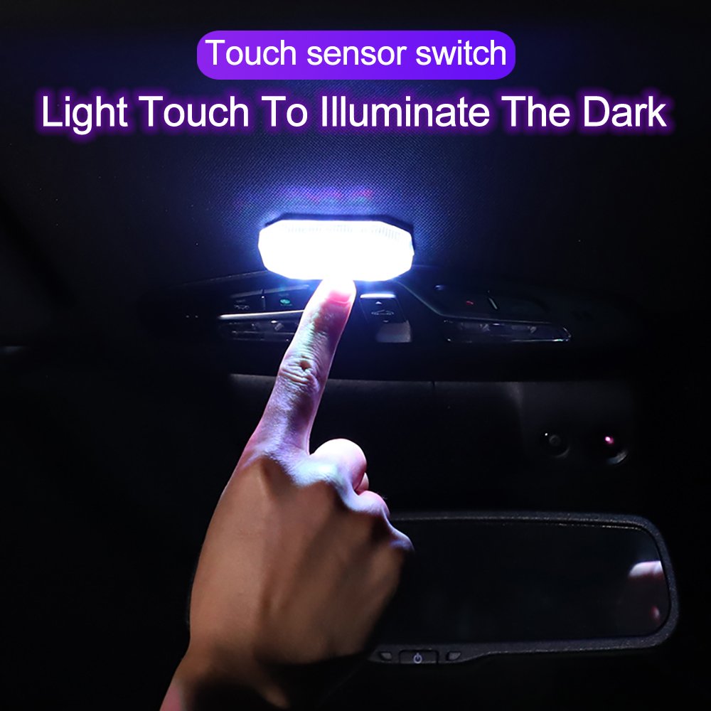 Wireless Magnetic Touch Sensor LED Interior Light for Car 7 Colors Magnet Reading Lamp Mini USB Charge Car Foot Ambient Light