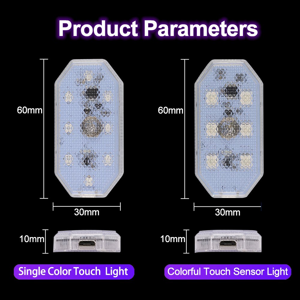 Wireless Magnetic Touch Sensor LED Interior Light for Car 7 Colors Magnet Reading Lamp Mini USB Charge Car Foot Ambient Light