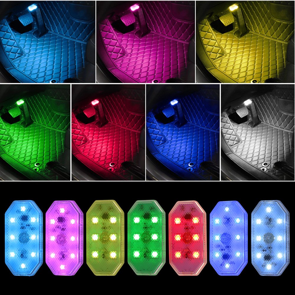 Wireless Magnetic Touch Sensor LED Interior Light for Car 7 Colors Magnet Reading Lamp Mini USB Charge Car Foot Ambient Light