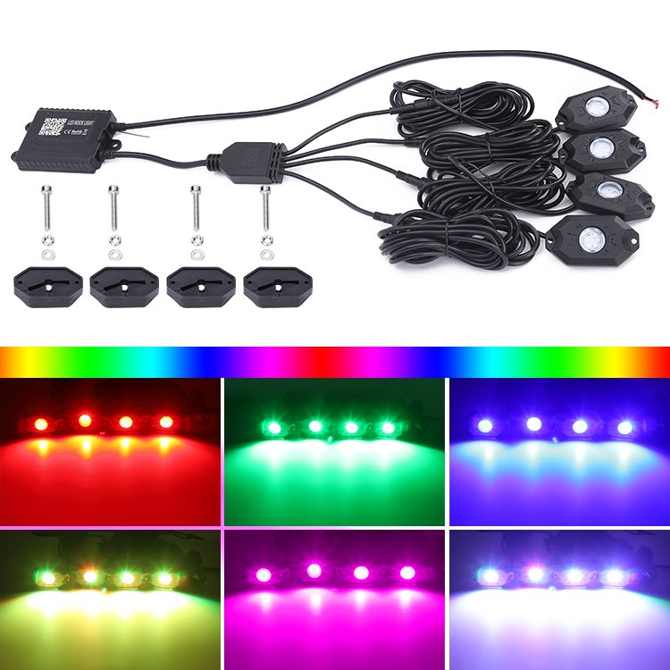 Other Car Accessories 8Pods Led Rock Light App And Blue-Tooths Control Rgb Rock Light 12V 8 Pods Rock Light For Jeep Truck Atv