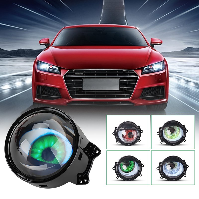 HearxinLED 3 Inch Car Demon Devil Eyes Lenses 17 Modes For 12V WIFI Control Eyes Retrofit Kits Fitting Car Light Accessories DIY