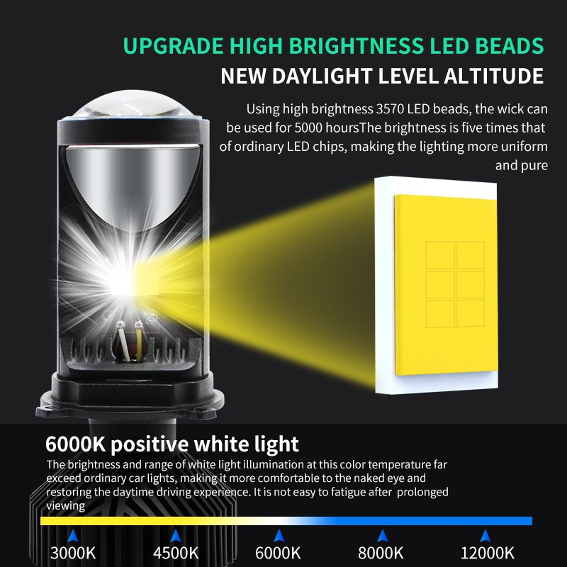 T9 6000K Led Headlight Bulb 4000LM H4 H7 H11 CSP Chips Lens Projector Car Led Headlights led for cars
