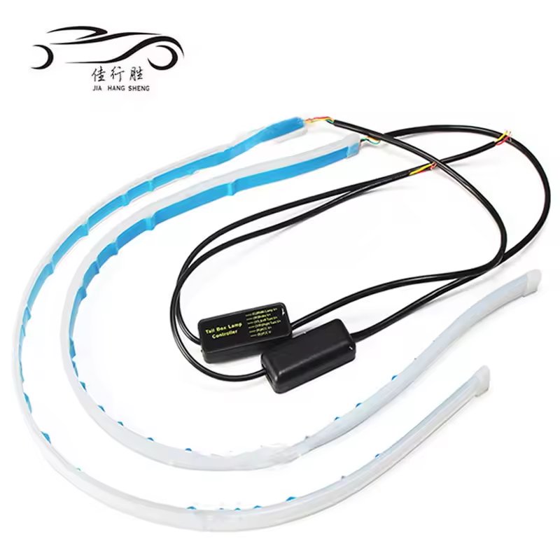 JHS led light bar ambient Slim Flexible Led DRL Strip For Car Headlight White Amber Turn Signal Light Sequential Function