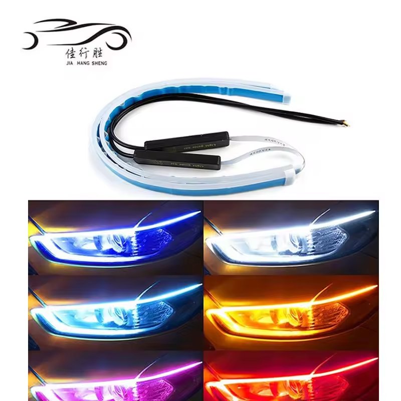 JHS led light bar ambient Slim Flexible Led DRL Strip For Car Headlight White Amber Turn Signal Light Sequential Function