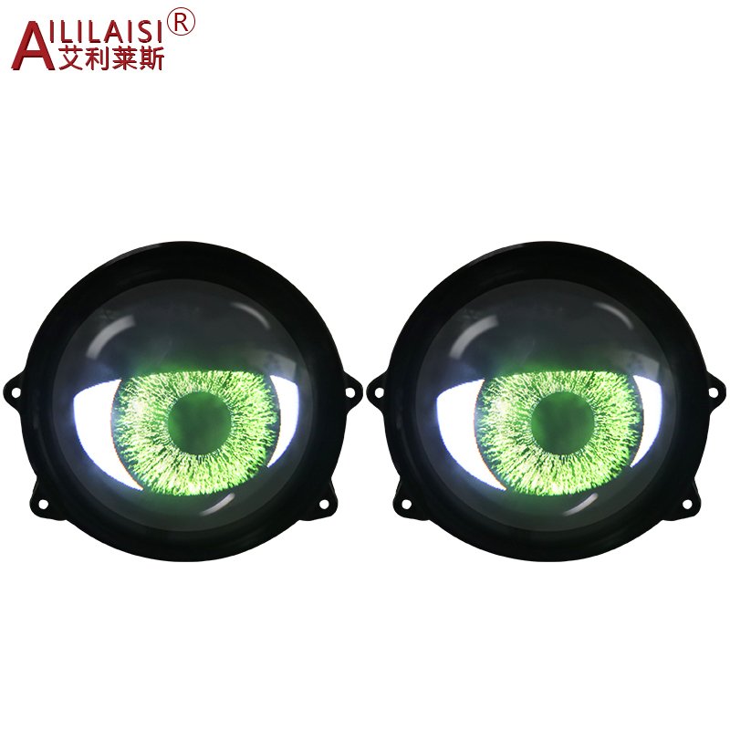 Aililaisi 3 inch WiFi Controlled Led Headlight Projector Turning Driving Blink Angel Eyes Devil Eye for motorbike lamp demon Car