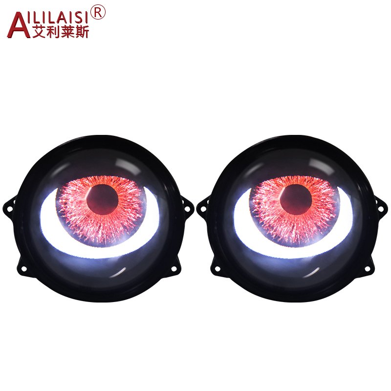 Aililaisi 3 inch WiFi Controlled Led Headlight Projector Turning Driving Blink Angel Eyes Devil Eye for motorbike lamp demon Car