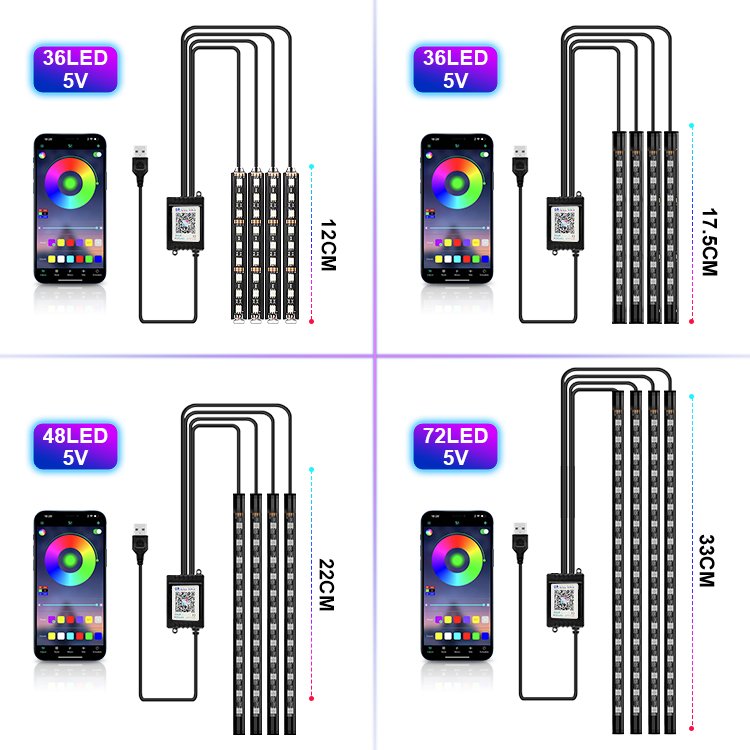 High Quality Other Car Lighting Accessories 12V LED Neon Strip APP LED Car Atmosphere Light Decorative Ambient Lighting for car