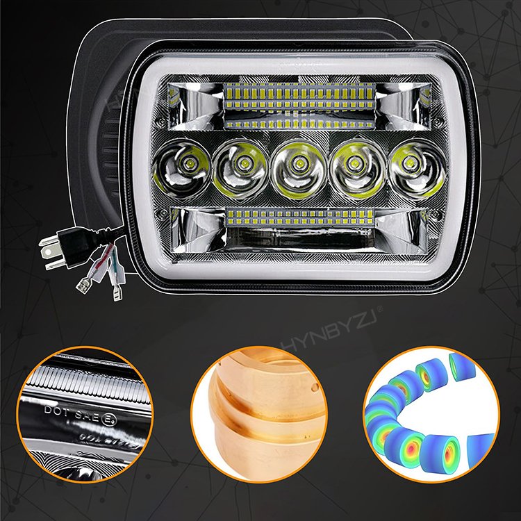 5x7 Led Headlight Square Headlight 122w LED Hi/lo Beam Truck Light CE OEM 12V for Jeep Cherokee XJ and 1986-1995 Jeep Wrangler