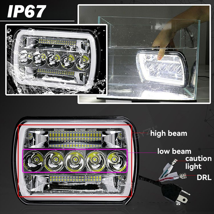 5x7 Led Headlight Square Headlight 122w LED Hi/lo Beam Truck Light CE OEM 12V for Jeep Cherokee XJ and 1986-1995 Jeep Wrangler