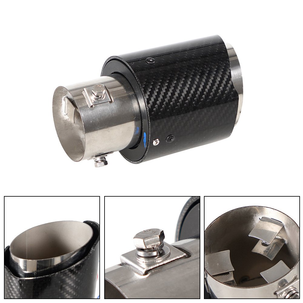 Car exhaust muffler pipe head with LED light 63-65mm carbon fiber exhaust pipe auto accessories