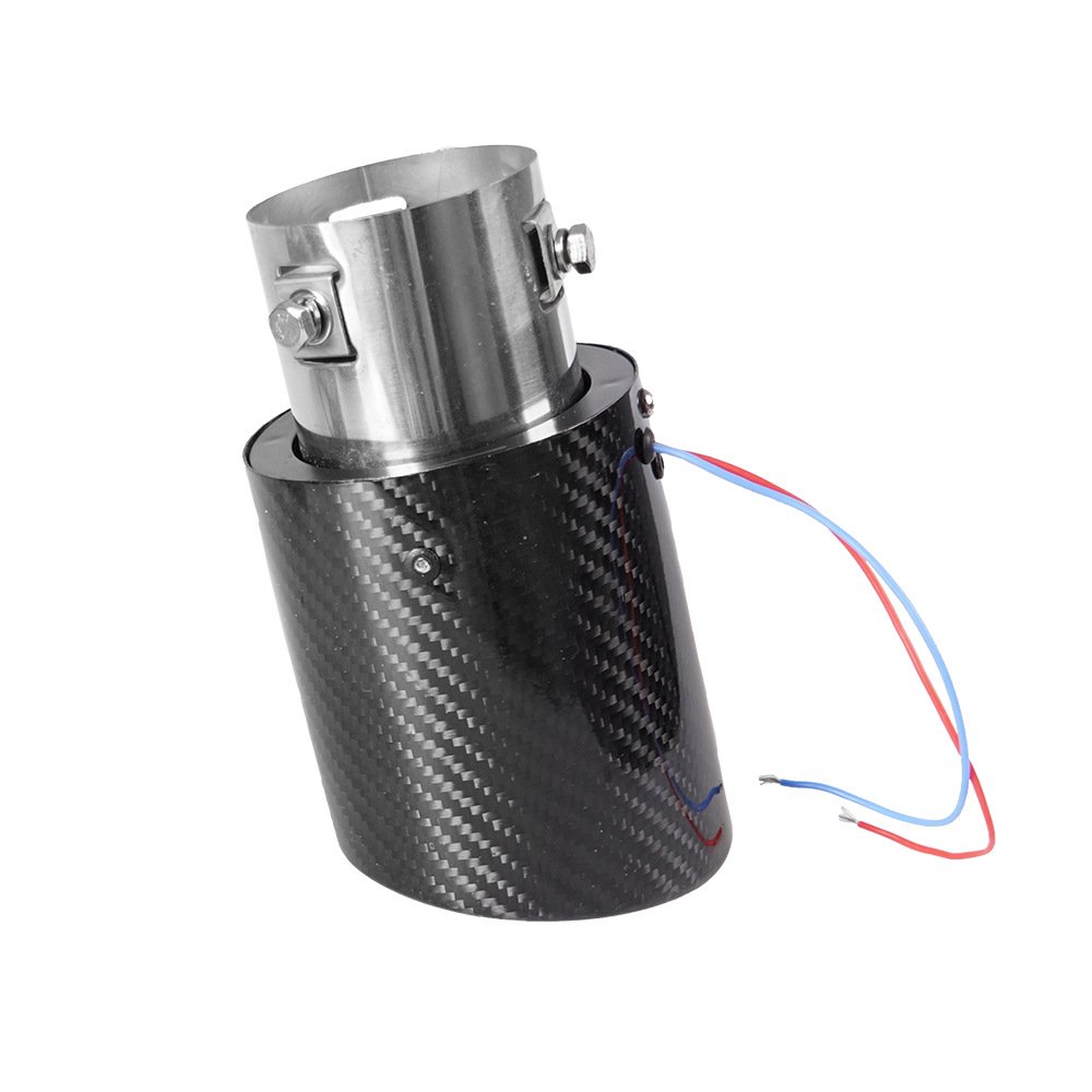 Car exhaust muffler pipe head with LED light 63-65mm carbon fiber exhaust pipe auto accessories