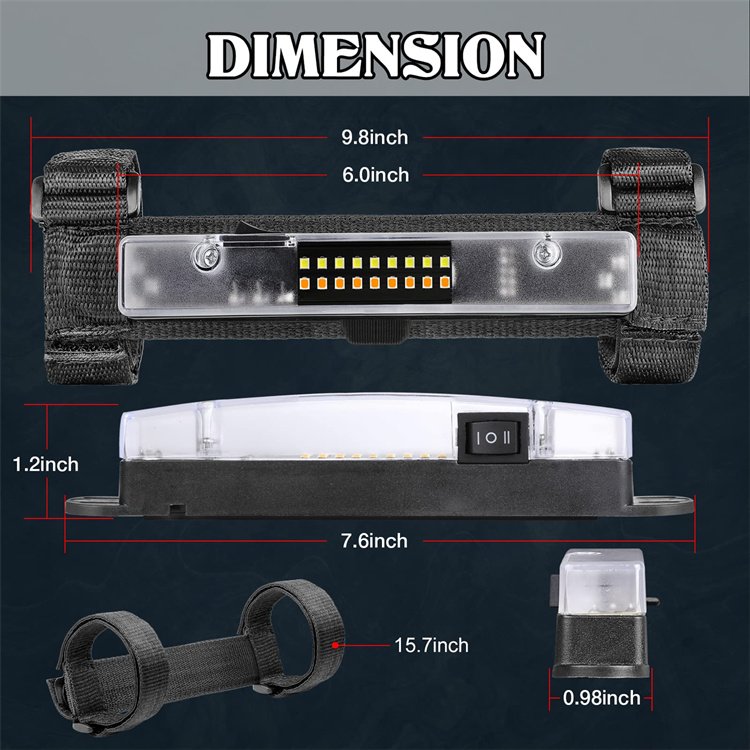 Dual Light Modes Amber White Powersports Accessories Led Dome Light For Utv