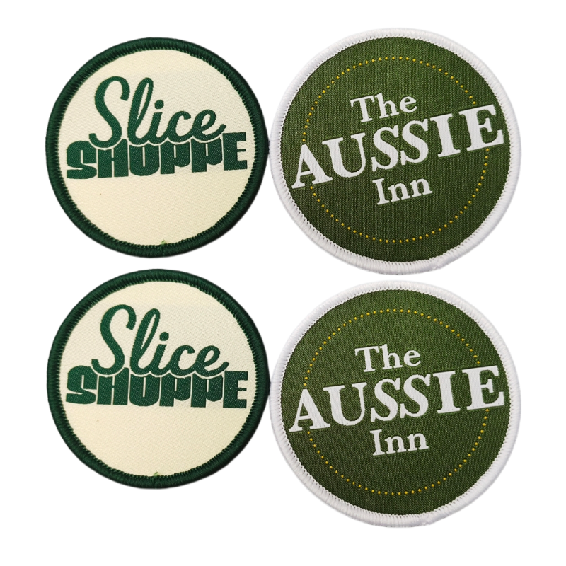 Wholesale Fashion Cheap Hat Accessories Custom Embroidered Patch Circle Woven Badges Iron On Garment Patches