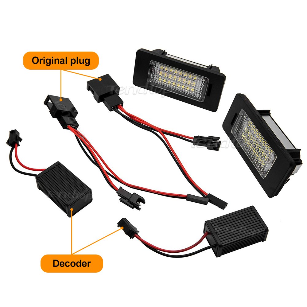 LED License Plate Lights for Audi A1 A4 S4 B8 A5 S5 8T A6 C7 Q3 Q5 8R TT 8J VW Caddy Golf Car vehicle Number Plate Lights
