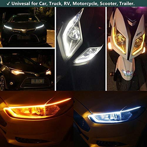 Flexible Car Led Light Strip LED Daytime Running Lights Amber White Strip and App Control RGB Strip Light Kit for Car Switchback