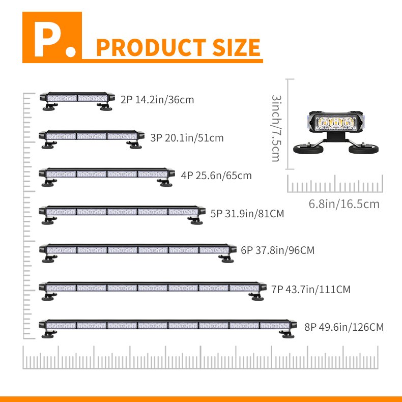 31" Car LED Flashing Warning Light Bar 4 Sides Super Bright Truck Roof Grid Strobe Emergency Light 12V 24V
