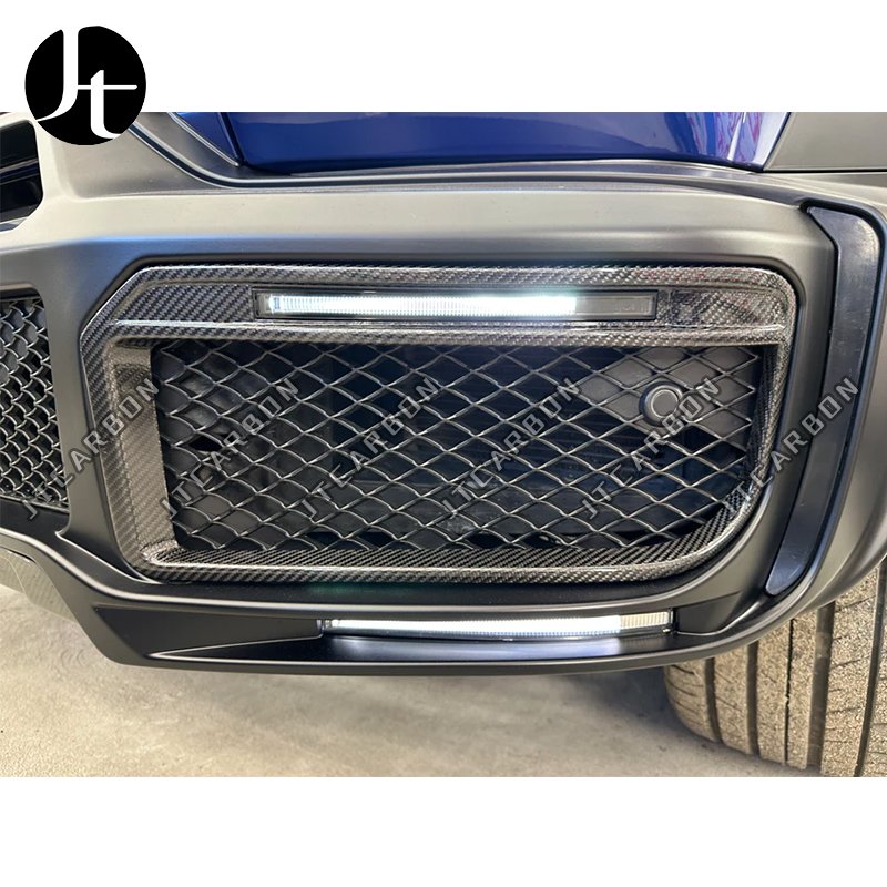 Carbon Fiber Fog Light Cover With LED Light For Mercedes Benz G Class W464 G900 AMG G63 Front Bumper Fog Lamps Vent Covers 2019+