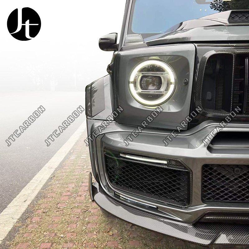 Carbon Fiber Fog Light Cover With LED Light For Mercedes Benz G Class W464 G900 AMG G63 Front Bumper Fog Lamps Vent Covers 2019+