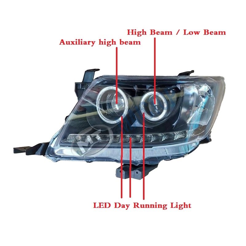 Maictop Car Accessories Front Modified LED DRL Headlights for Hilux Vigo Pickup 2008-2012 Headlight Auto Parts 12V / 36