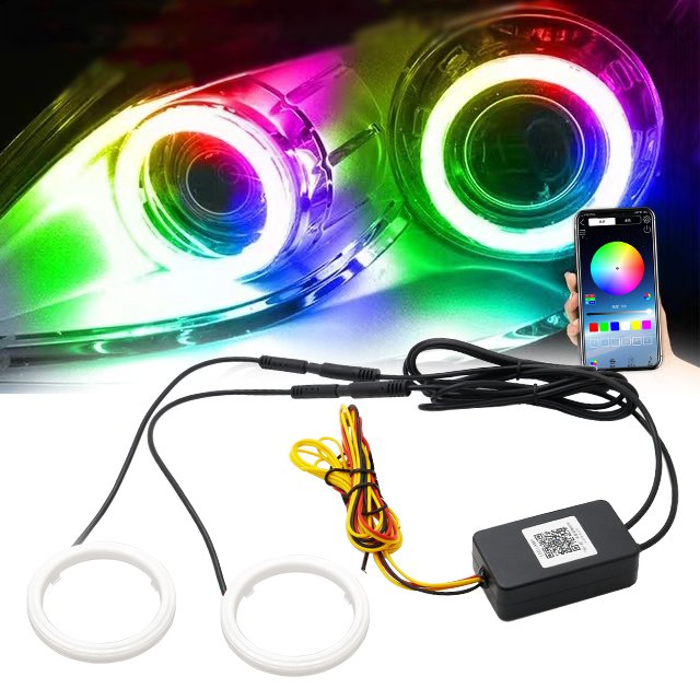 RGB Rainbow Halo Ring Angel Eyes Rings Kits other car light accessories