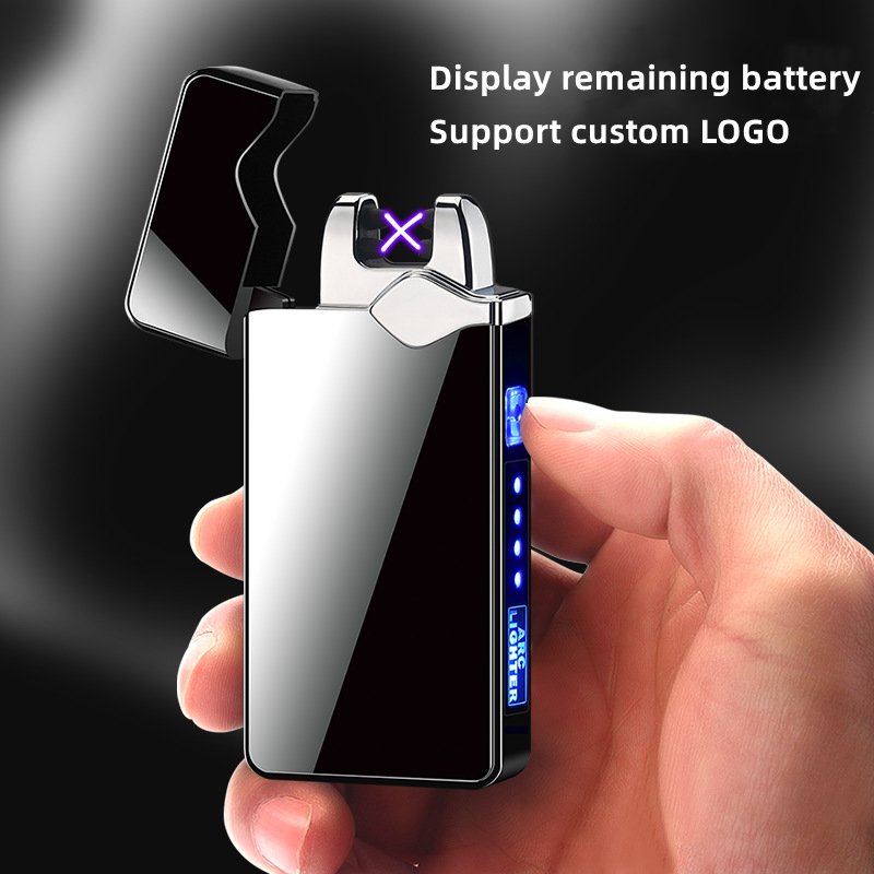 Spot wholesale new double arc windproof cigarette lighter power display usb rechargeable lighter gift