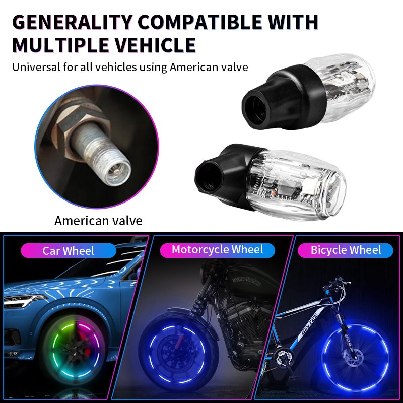 Wholesale Other Car Light Accessories Wheel Lights LED Wheel Tyre Valve Tyre Valve Stem Cap Lamp Car Led Tyre Decorative Light