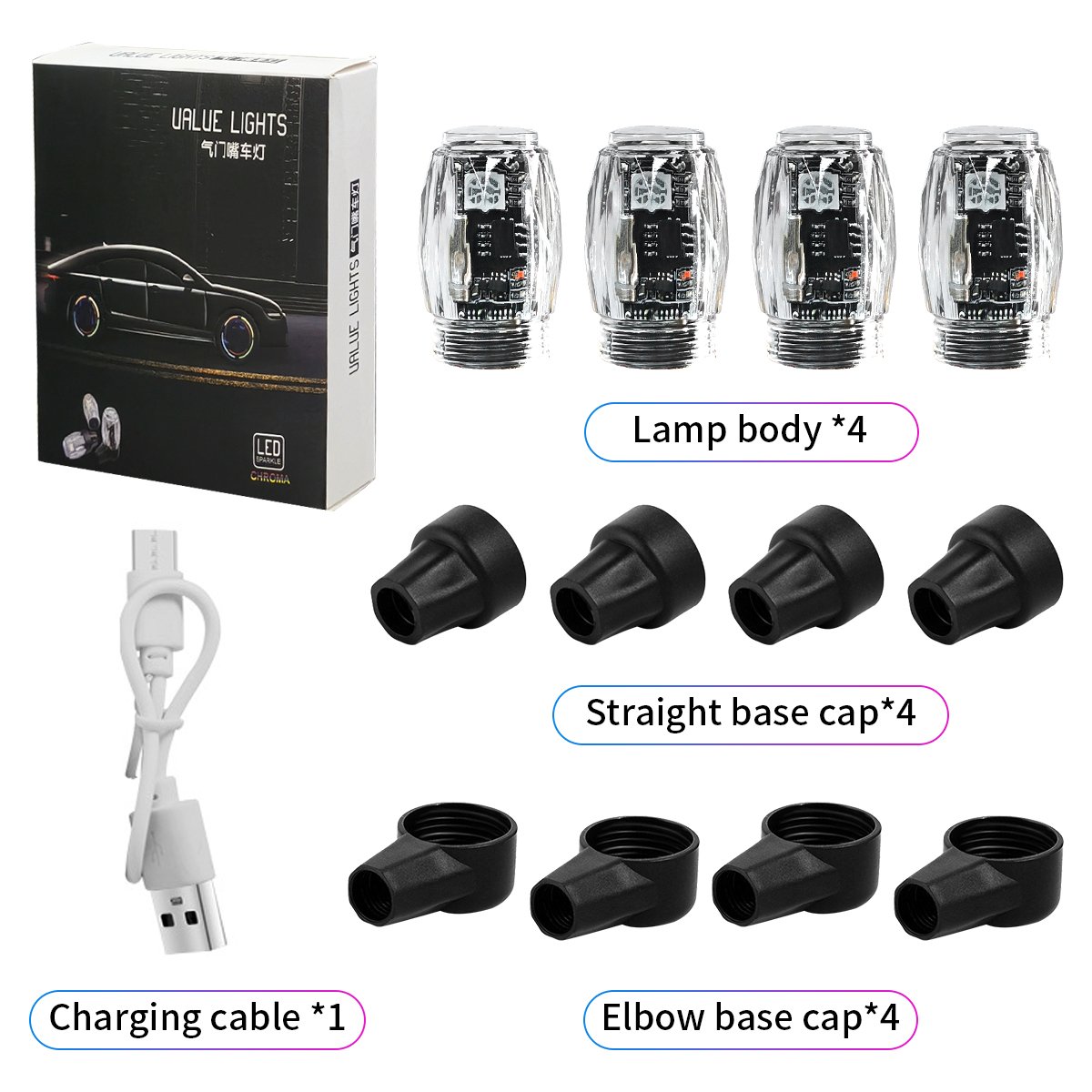 Wholesale Other Car Light Accessories Wheel Lights LED Wheel Tyre Valve Tyre Valve Stem Cap Lamp Car Led Tyre Decorative Light