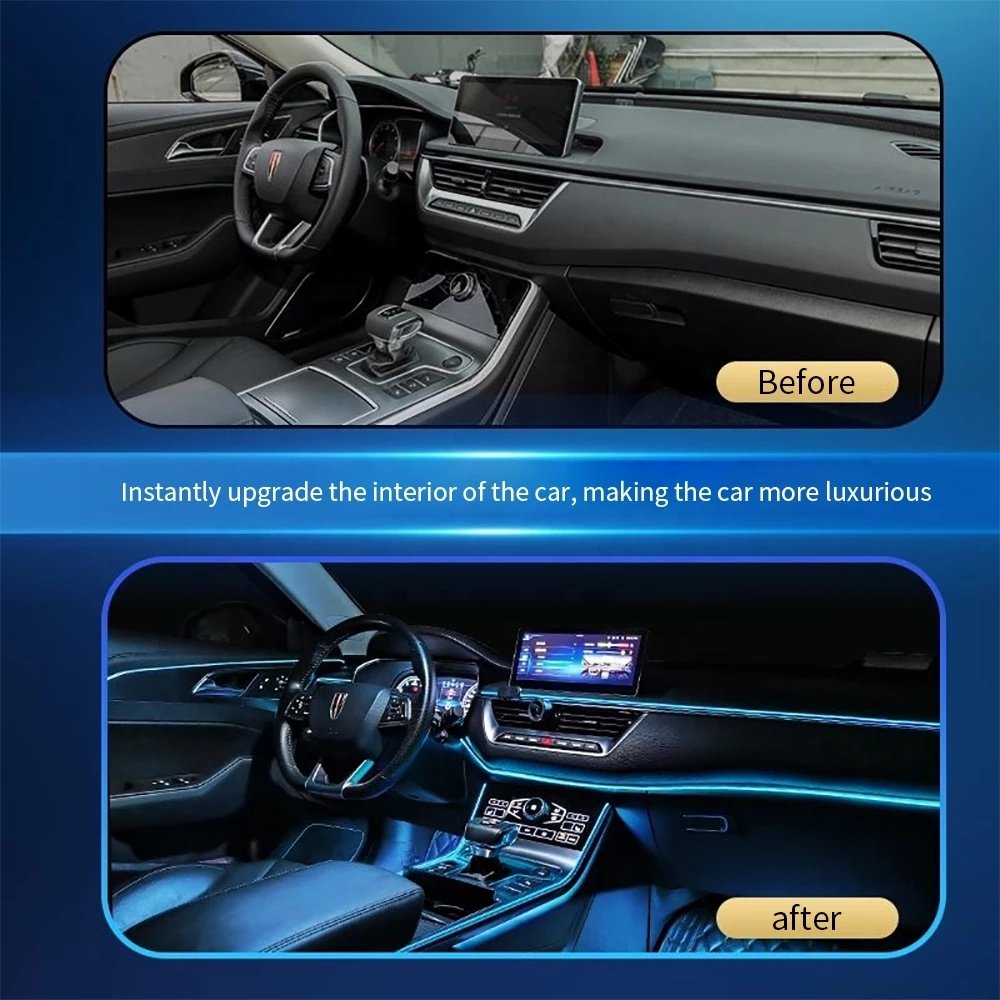 Car accessories Interior Atmosphere Lamp LED Neon Decorative EL Wire Ambient USB DIY cold light line strip Tube auto lighting