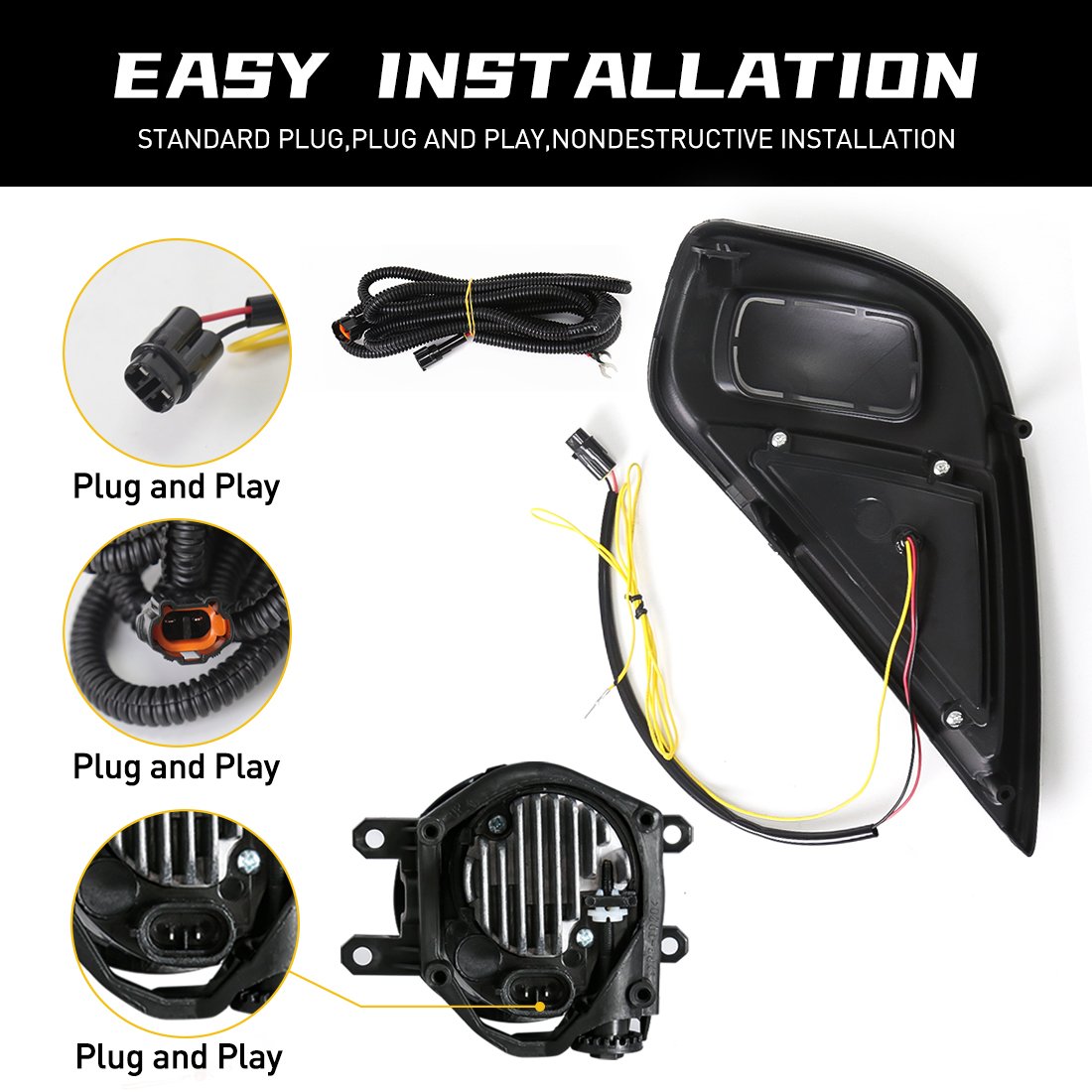 LED Daytime Running Lights Fog Light Assembly For Toyota Highlander 2021 2022 Car Light System White Yellow Wire Switch Parts
