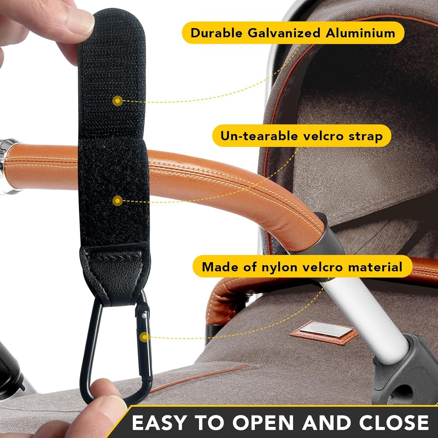 Baby Stroller Hook Cart Organizer Accessories Outdoor Baby Buggy Clip Hook Loop Tapes Multipurpose Durable PU Leather Provide