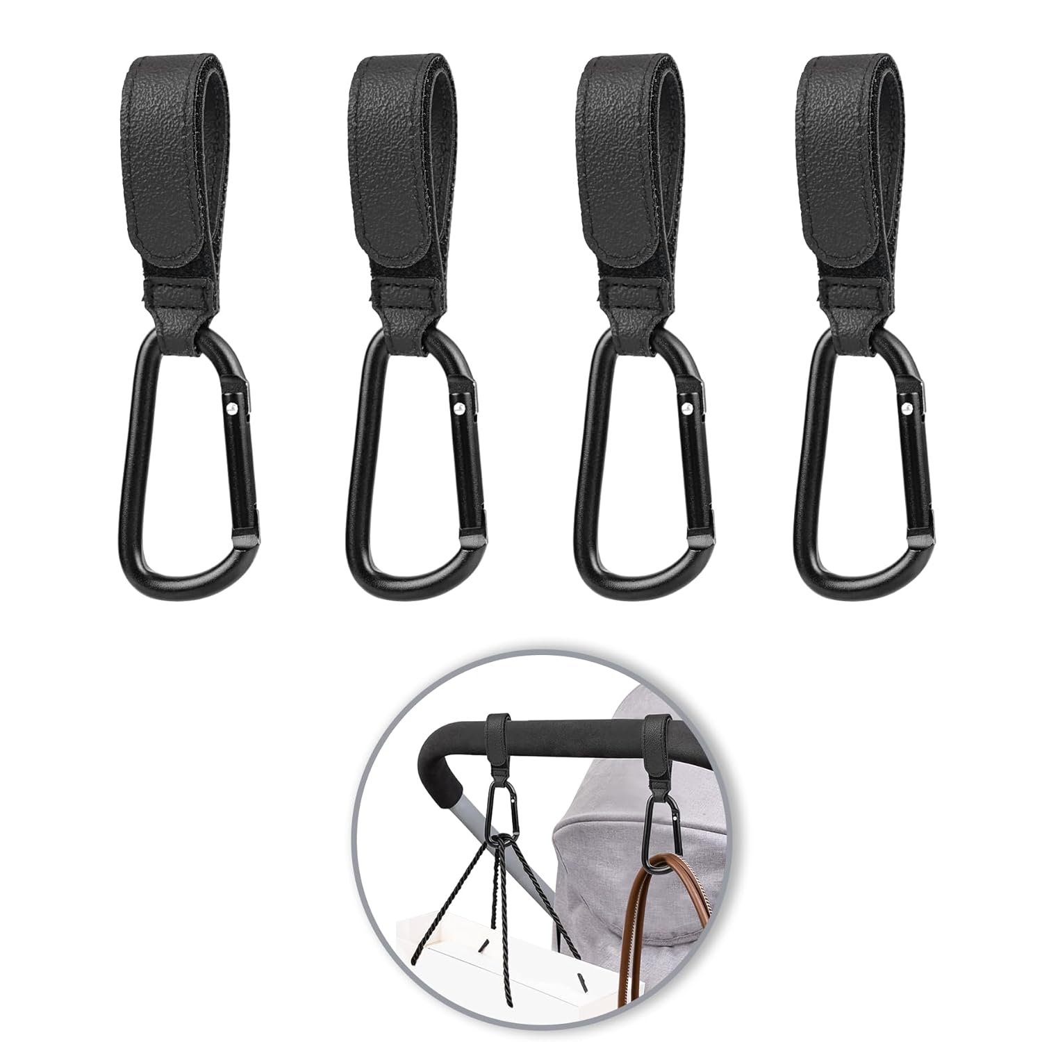 Baby Stroller Hook Cart Organizer Accessories Outdoor Baby Buggy Clip Hook Loop Tapes Multipurpose Durable PU Leather Provide