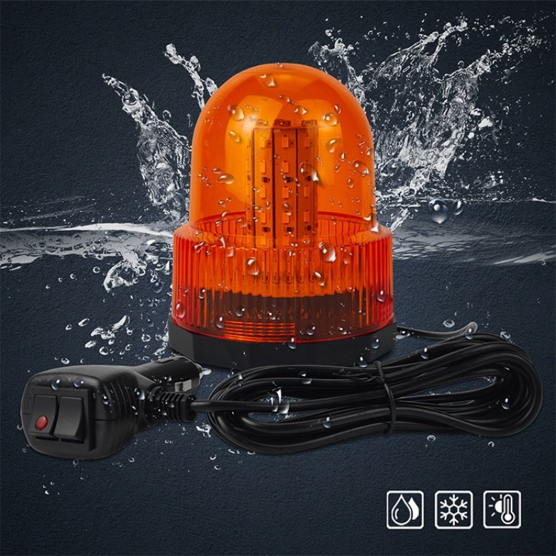 12V/24V 60LED Car Rotating Flashing Amber Beacon For Tractor Truck SUV Boat Rotary Warning Strobe Lamp