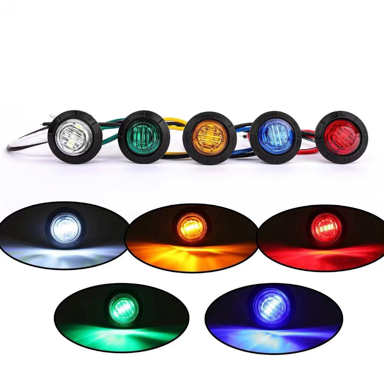 0.75" 12v red amber clear color classic mini led fender side marker clearance light for truck trailer other Car accessories