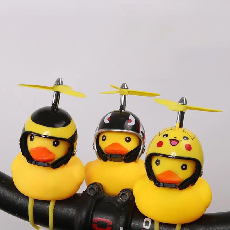 Wind Breaking Duck Tiktok Little Yellow Duck Helmet Electric Motorcycle Bicycle Bell Turbo Duck With Helmet Horn Light