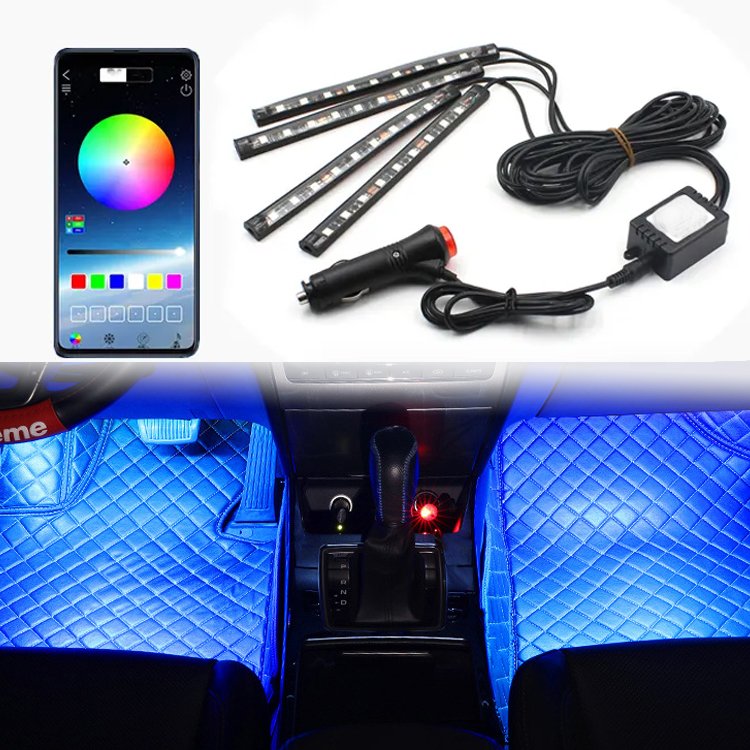 2023 High quality car ambient light usb/Cigarette led atmosphere car accessories lights foot well lights car