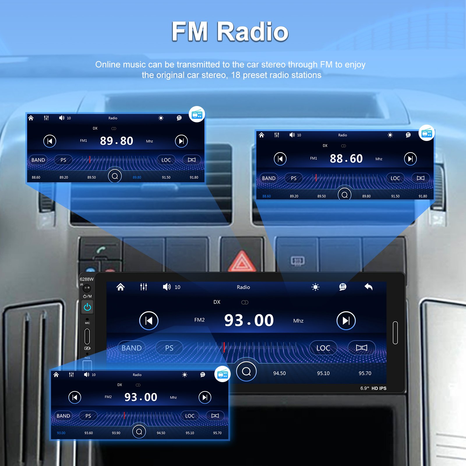 Podofo 6.86 Inch 1Din Car MP5 Player Touch Screen Carplay Android Auto BT TF/USB FM AUX Rear View Car Stereo MP5 Player