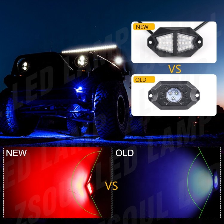 Others Car light accessories 2024 New hotsale upgrade 210 degree rock lights RGB color changing 104 led rock light