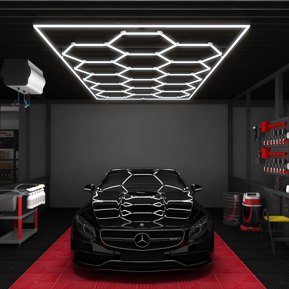 Factory Sell Hexagonal Ceiling Led Lights Hexagon Honeycomb Garage Detail Studio Detailing Lights