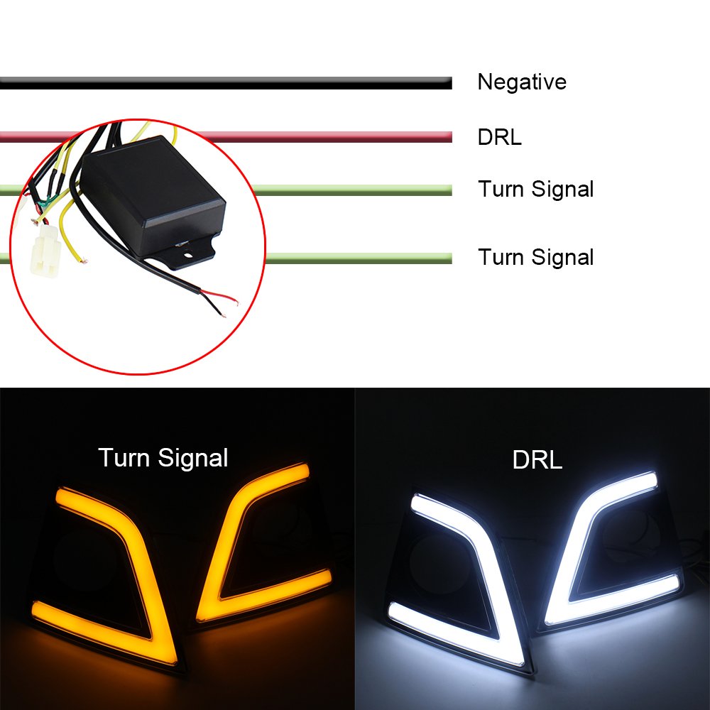Car Accessories Led Daytime Running Lights For Toyota Corolla 2014-16 Fog Lamp 12V DRL With Yellow Turn Signal Light