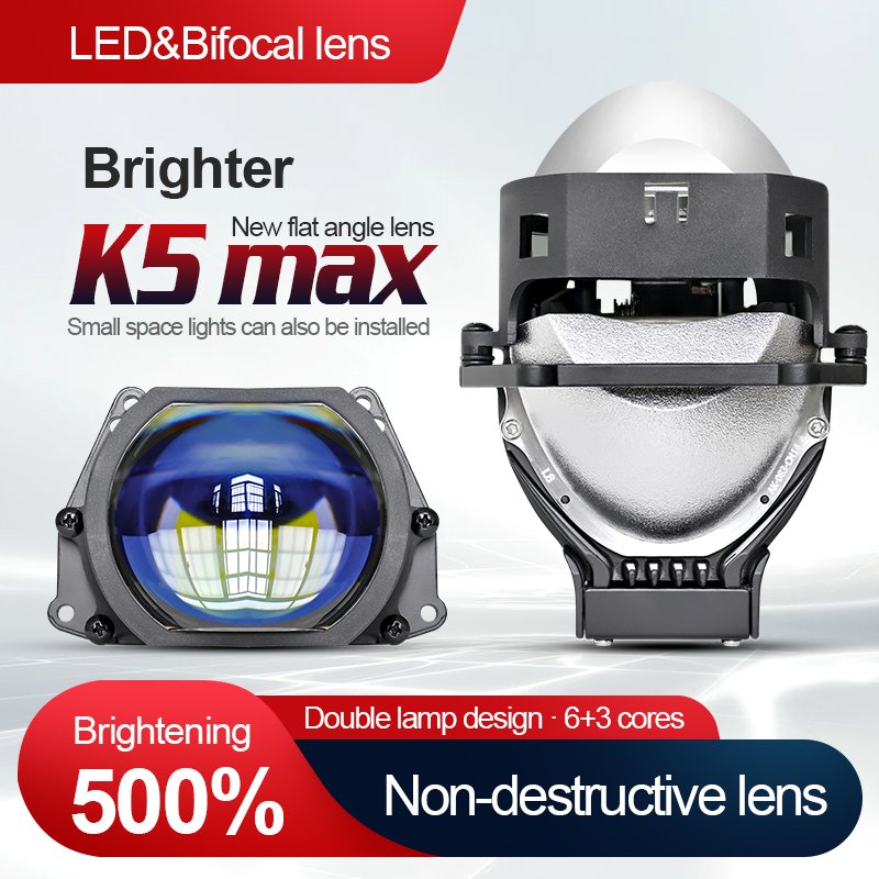K5MAX Factory Spot 65W High Led Headlights Lens 6500K Bi Led Projector Lens 15000lm 12V Headlamps Auto Accessories Aluminum 65