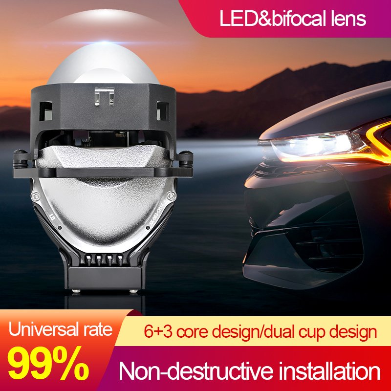 K5MAX Factory Spot 65W High Led Headlights Lens 6500K Bi Led Projector Lens 15000lm 12V Headlamps Auto Accessories Aluminum 65
