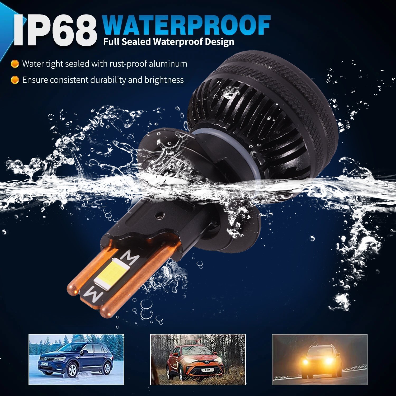 Universal headlight H4 Socket High and Low Beam 7535 Chip 130W Car Led Driving Light Bulb DC 12V White Auto Fog Lamp Accessories