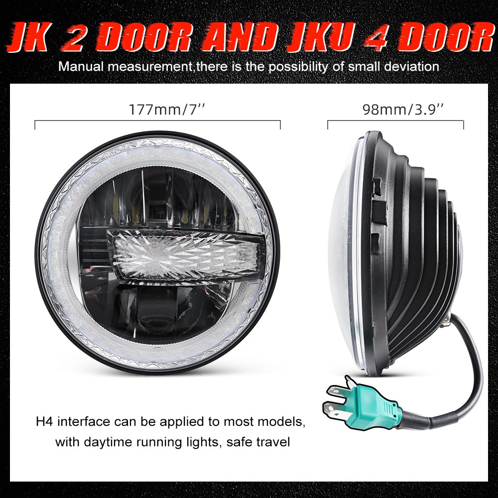 7 Inch Round High Low Beam and DRL Super Car Light Accessories Led Auto For Jeep Wrangler Jk