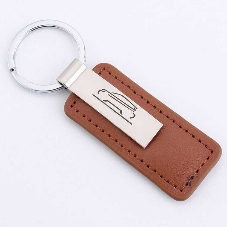 No Minimum Custom Logo Metal Luxury Accessories Real Blank Circle Leather Loop Key Chain Genuine Pu Faux Leather Car Keychain