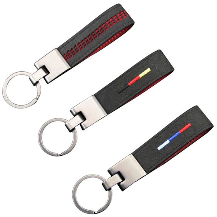 No Minimum Custom Logo Metal Luxury Accessories Real Blank Circle Leather Loop Key Chain Genuine Pu Faux Leather Car Keychain