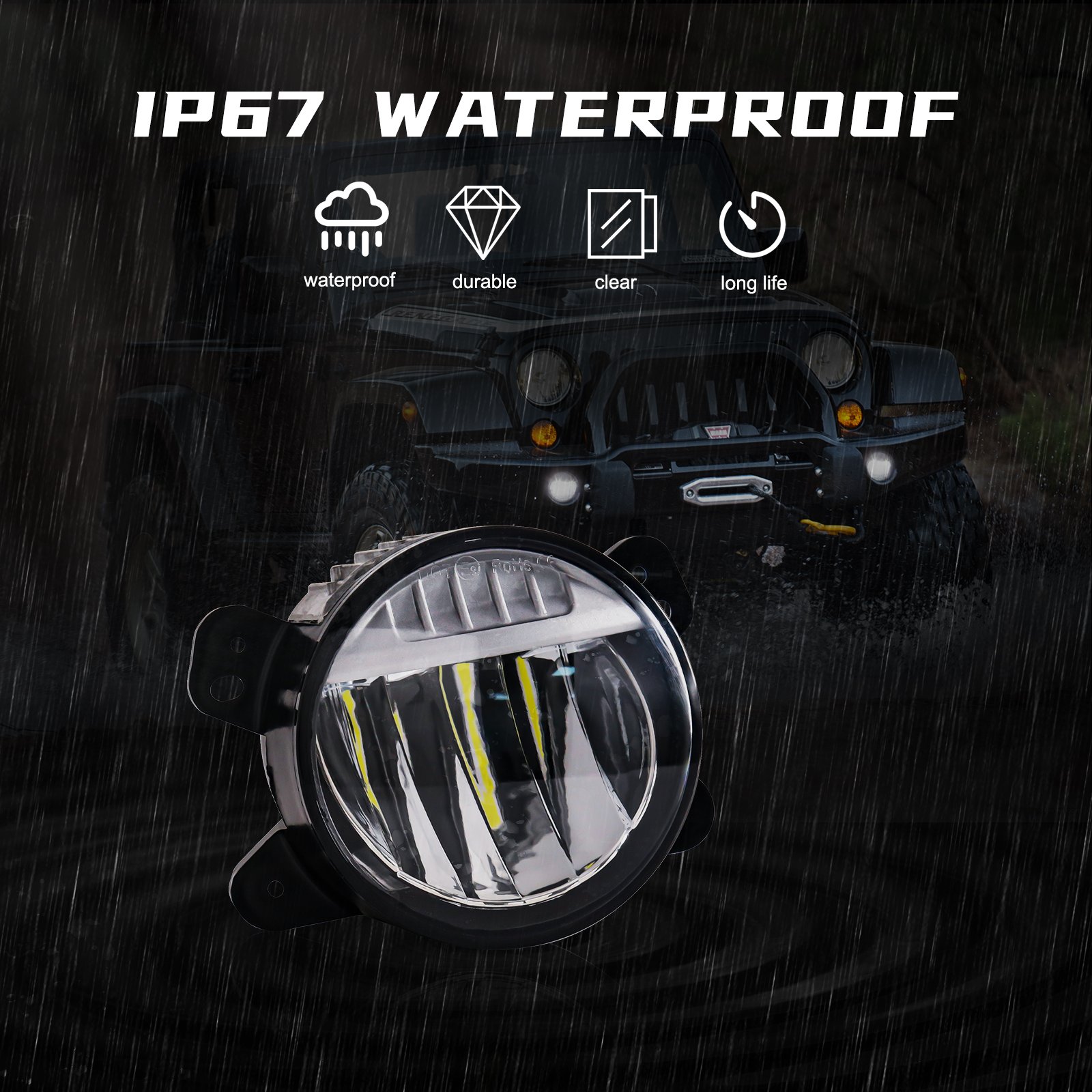 Car Front Bumper LED Fog Lights for Jeep Wrangler JL White LED Daytime Running Lights Waterproof Off-Road Headlights