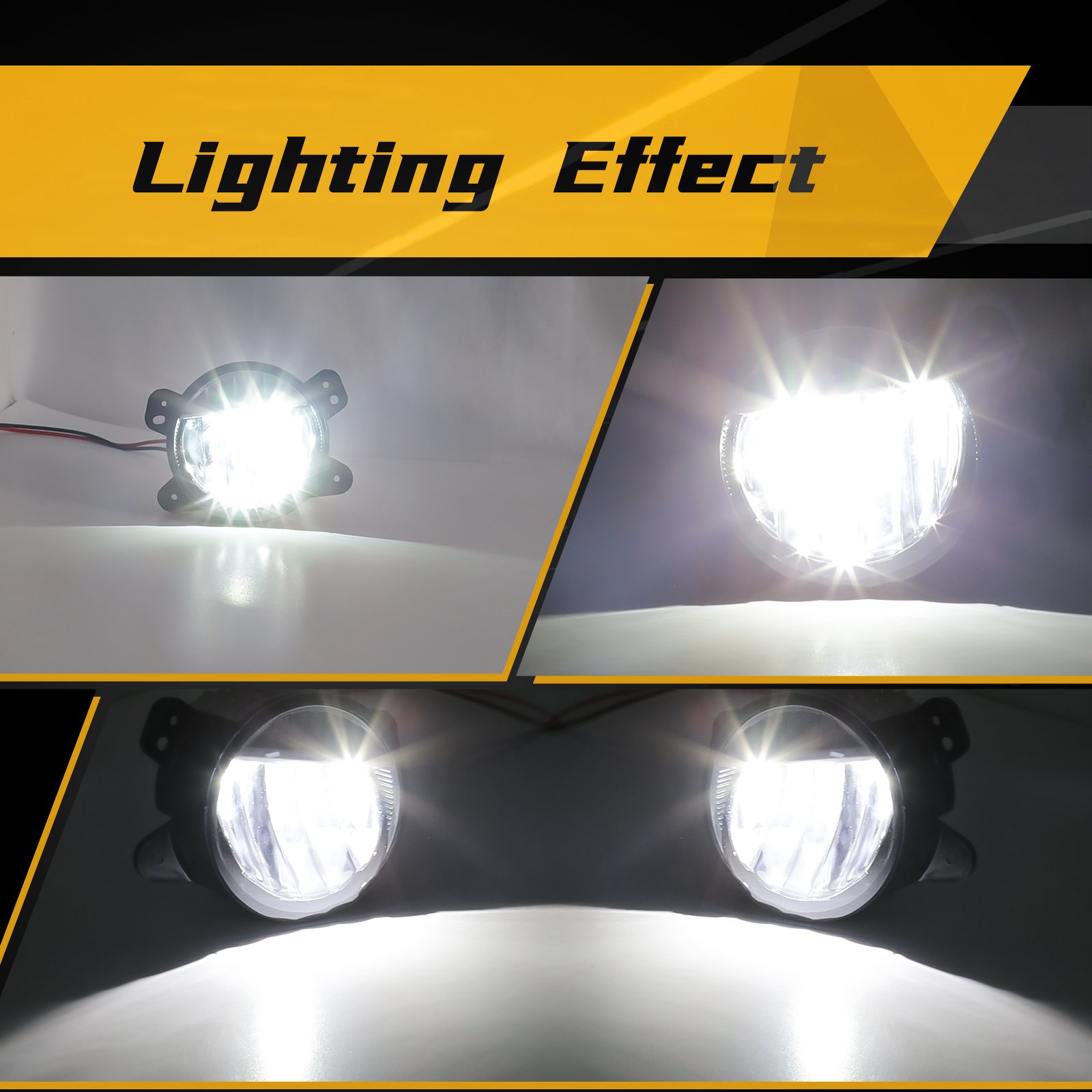 Car Front Bumper LED Fog Lights for Jeep Wrangler JL White LED Daytime Running Lights Waterproof Off-Road Headlights