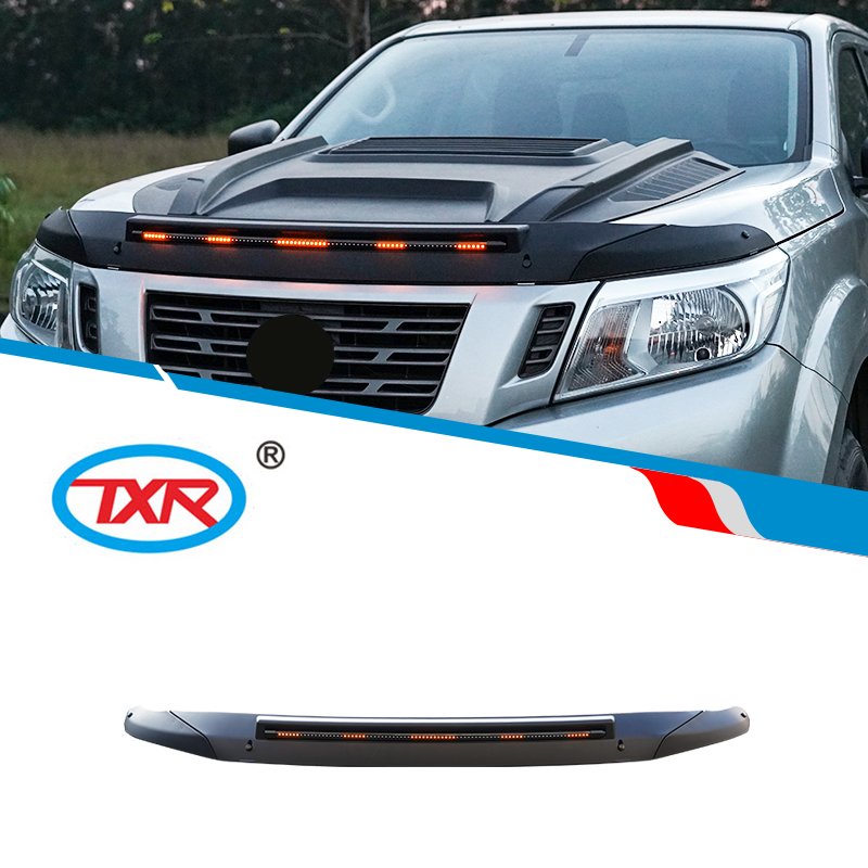 High Quality Injection Black Bonnet Guard with Streamer Light TXR Auto Exterior Accessories for Nissan Navara 2015-2021