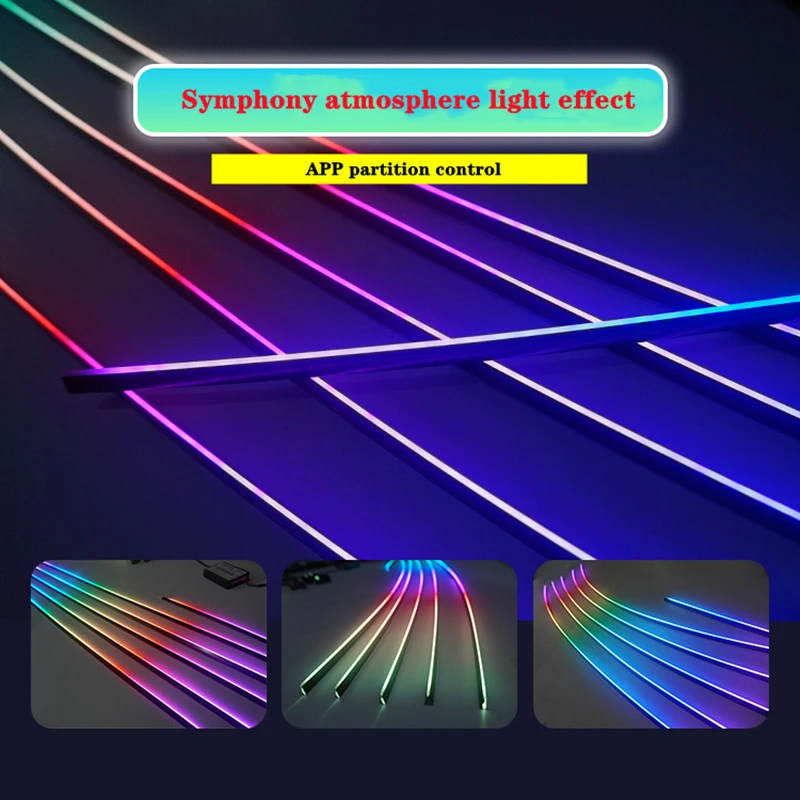 APP Control LED Ambient Lighting Car RGB Chasing Optic Fiber Atmosphere Light Interior LED Strips for Car