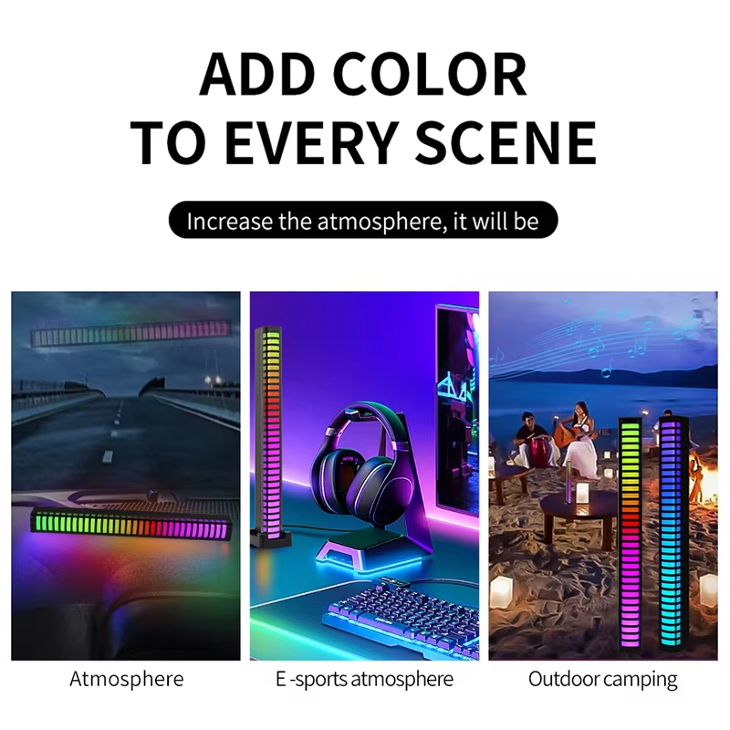 RGB LED Strip Light Music Sound Control Pickup Rhythm Ambient Lamp Atmosphere Night Lights For Bar Car Room TV Gaming Decoration